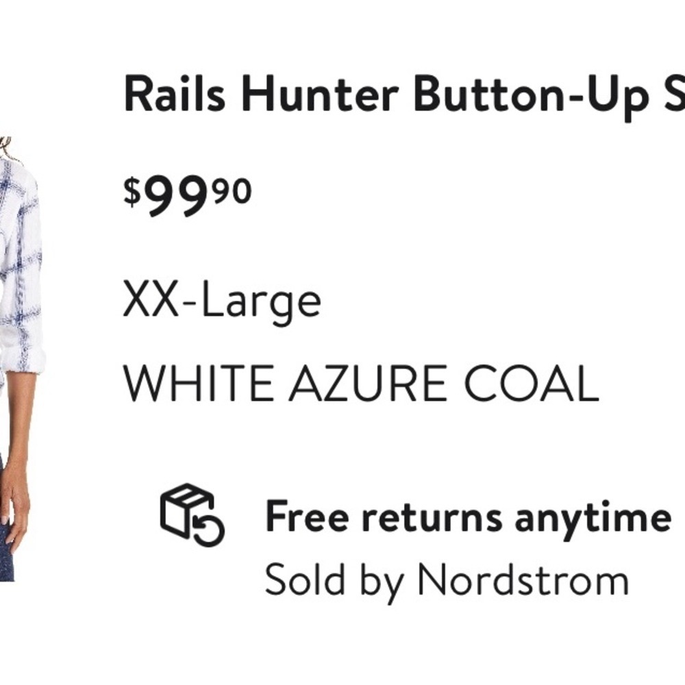 NEW Rails Hunter Button-Up Shirt. White Navy plaid shirt. Women’s size XX-L. - Picture 9 of 9